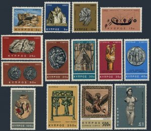 Cyprus 278-291,MNH. Ancient Greece Culture on Cyprus,1966.Coins,sculptures,birds