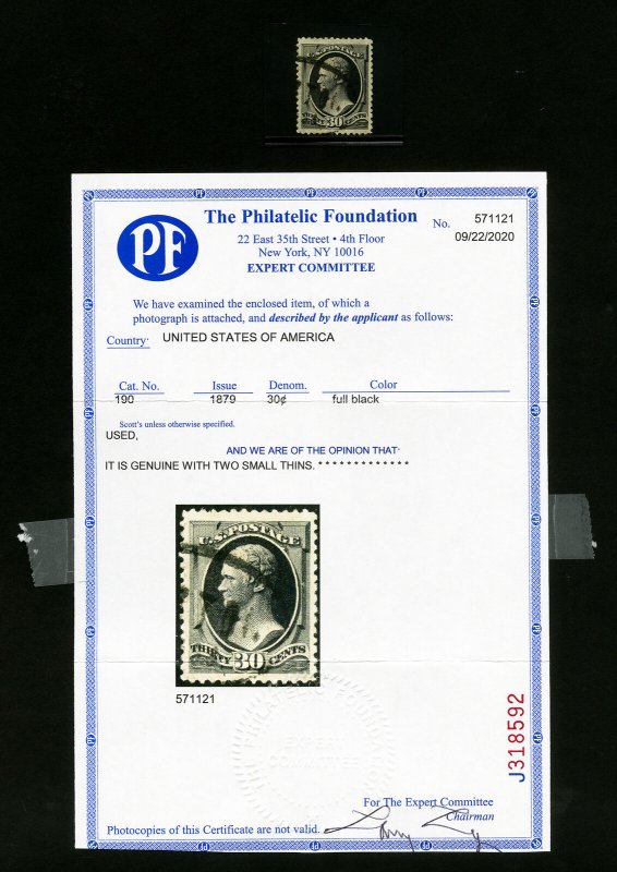 US Stamps # 190 Fresh color w/ slight thin neat cancel & PFC