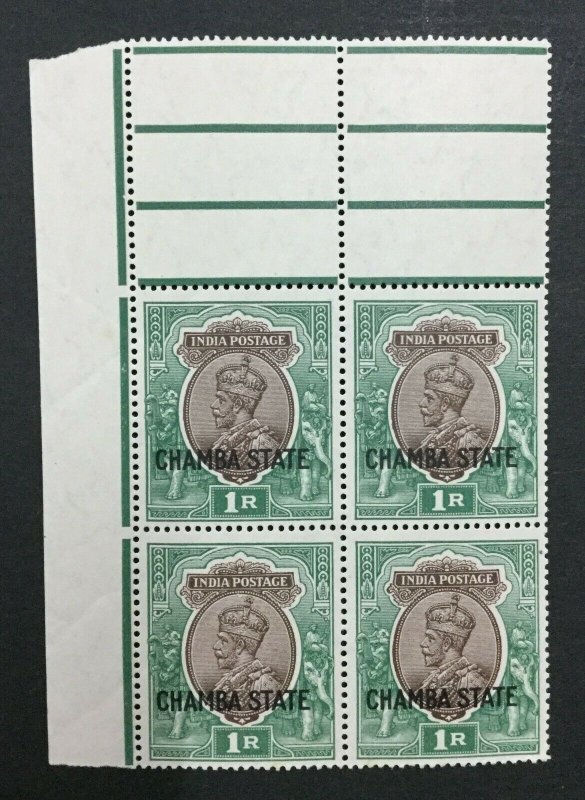 MOMEN: INDIA CHAMBA SG #75 BLOCK MINT OG NH LOT #193898-2326