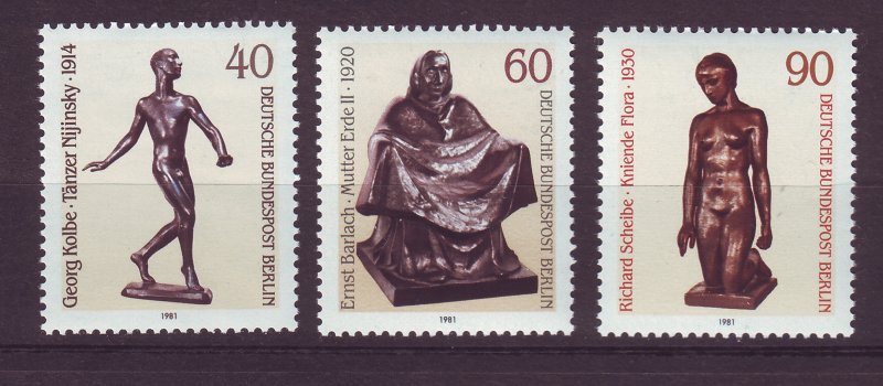 J24363 JLstamps 1981 germany berlin set mnh #9n468-70 sculptures