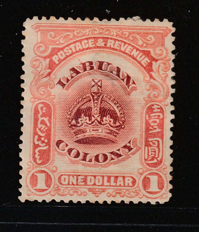 Labuan a MH 1902 $1 with flaw (line through B)