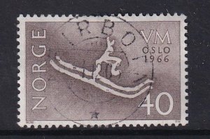 Norway #486  used  1966  skiing  rock carving  40o