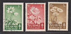 Finland 1949 Airmail, Beautiful Flowers (3v Cpt) F.Used