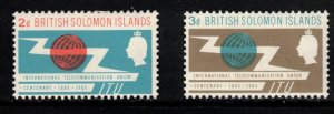 BRITISH SOLOMON ISLANDS  Scott # 126-7 MH - QEII & ITU Issue