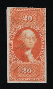 EXCELLENT GENUINE SCOTT #R98a F-VF 1862-71 ORANGE 1ST ISSUE CONVEYANCE #18558