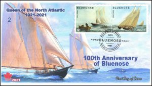 CA21-040, 2021,Bluenose, First Day of Issue, Pictorial Postmark, 100th Anniversa