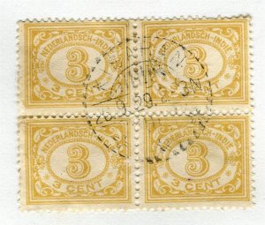 NETHERLAND INDIES; Early 1900s Numeral issue fine used 3c. Block