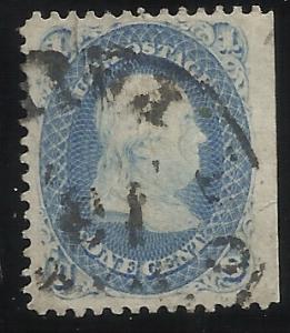 63 Used 1c Franklin F/VF Centering Natural SE on Right