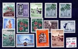 Ceylon 1951 Definitive Set To 10R SG419/430 MVLH X6580