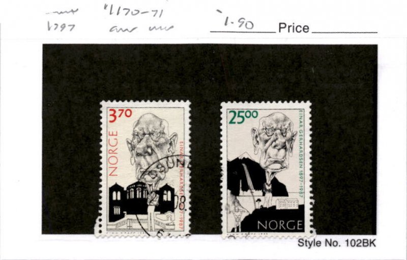 Norway, Postage Stamp, #1170-1171 Used, 1997 Einar Gerhardsen