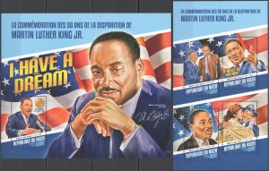 HM1771 2018 NIGER MARTIN LUTHER KING I HAVE A DREAM MALCOLM X #5593-6+BL820 MNH