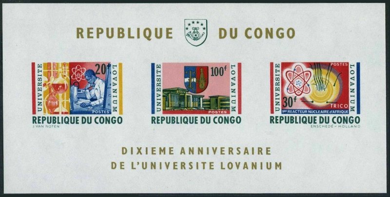 Congo DR 479a sheet,MNH.Michel 163-165 Bl.3. Lovanium University,10th Ann.1964.