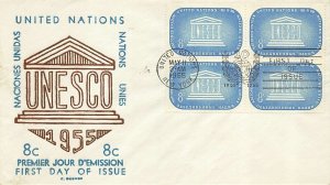 UN #33/34 UNESCO 1955 - C. George - Inscription Bl`s 4