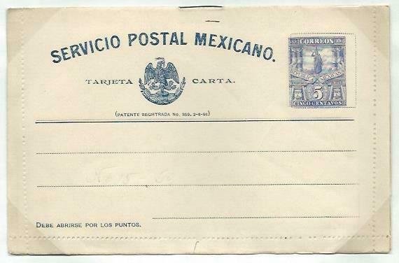 MEXICO 5c lettercard 1897 unused...........................................58744