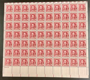 860 James Fenimore Cooper, Famous American MNH 2 c sheet of 70  1940