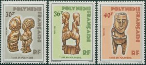 French Polynesia 1985 Sc#408-410,SG441-443 Wooden Tikis set MNH