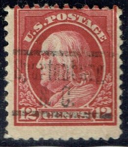 1917 12c Franklin w/precancel  f/SPARTANBURG SC 512a-552  SCARCE Brown Carmine !