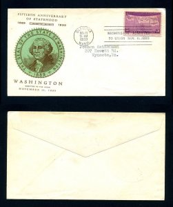 # 858 First Day Cover with LinPrint cachet from Olympia, Washington - 11-11-1939