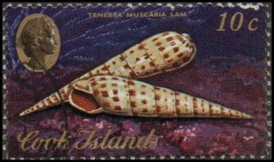 Cook Islands 390 - Used - 10c Tenebra muscaria Shell (1974) (cv $0.40) +