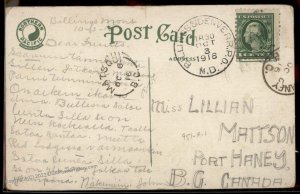 USA Colorado Montana 1916 Billings and Denver Canada RPO Train Cancel Cove 94420