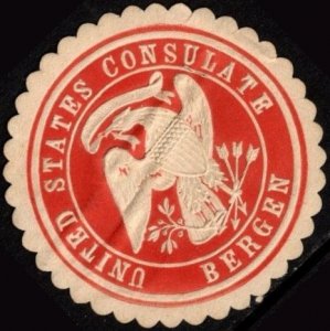 Vintage US Letter Seal United States Consulate Bergen (Norway) Unused