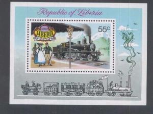 LIBERIA SOUVENIR SHEET #C197, MNH - Switzerland Historic Railways 1895 - FOS119