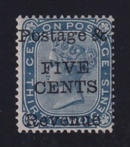 Ceylon Sc #96 (1885) 5c on 32c slate Victoria Surcharged Mint H (S.G. 155)