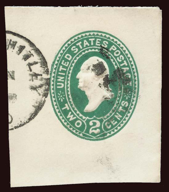 U311 cut squares (2), UPSS Die 88, matching variety details, So. Whitley, Ind.