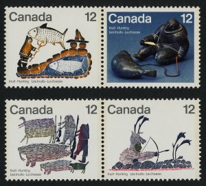 Canada 749a,51a MNH Art, Inuit Hunting, Fish, Animals