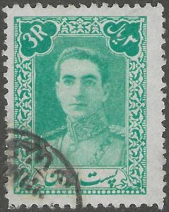 Persia, stamp, Scott#896, used, hinged, 3r, green, Shah