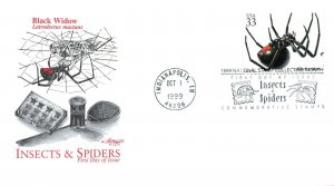 SET OF 6  INSECTS & SPIDERS SET OF 6 FRESH FIRST DAY COVERS BY ARTMASTER 1999