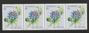 Austria 2020 Blue Passionflower-Bonus, ANK No. 3524, Michel 3510 MNH Strip of 4