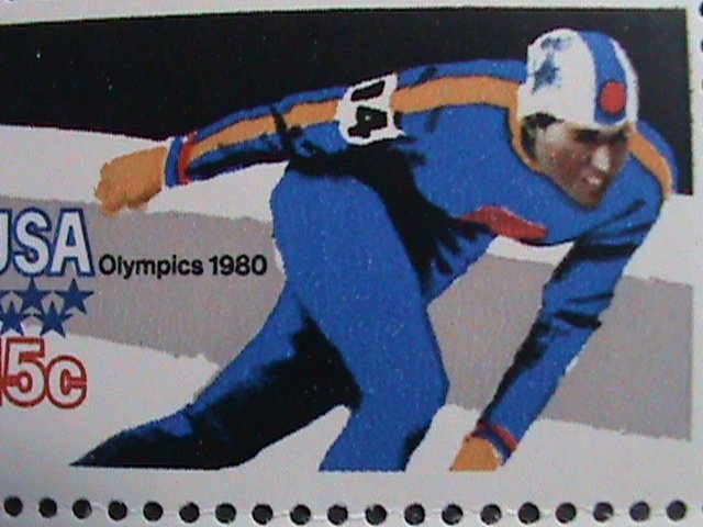 ​UNITED STATES-1980-SC#1798a WINTER OLYMPIC GAMES -MNH IMPRINT PLATE BLOCK VF
