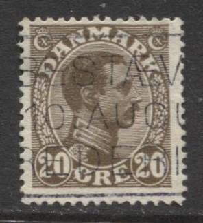 Denmark - Scott 104 - King Christian X Issue -1921 - Used - Single 20o Stamp