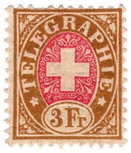 (I.B) Switzerland Telegraphs : 3Fr Brown & Pink (1881)