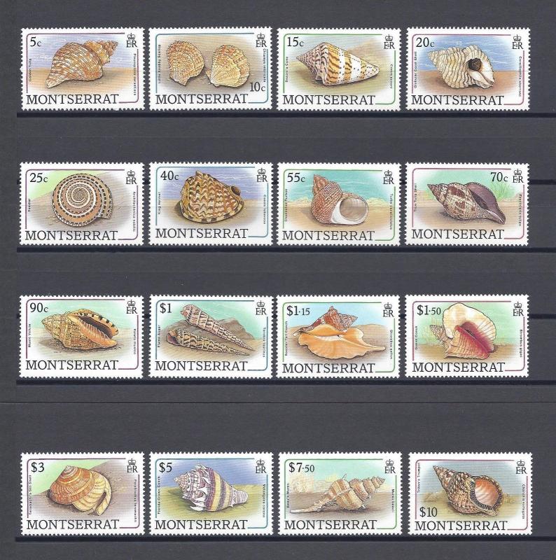 Montserrat 681-696, MNH. Sea Shells 1988: Golden tulip, Knobby scallop,x29320