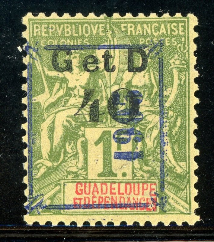 Guadeloupe 1905 French Colony 40¢/1 Franc Olive SG # 59d Mint D949