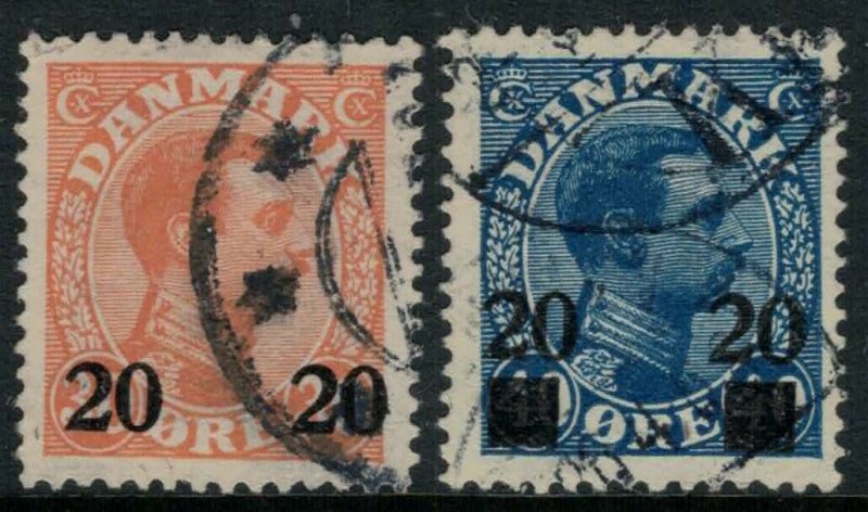 Denmark #176-7 CV $34.00 overprints postage stamps