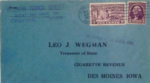 United States Iowa Cresco 1937 machine  3c Washington 1934 Issue and 10c Moto...