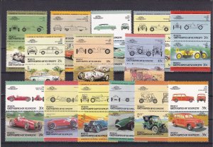 SA19h Bequia, Grenadines of St Vincent 1980's History of Cars mint pairs