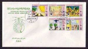 Libya, Scott cat. 952 a-e. Int`l Year of the Child issue on a First day cover. ^