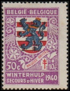 Belgium B267 - Unused-NG - 50+10c Arms of Bruges / Lace (1940)