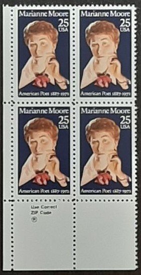 US Scott # 2449; 25c M Moore issued 1990; Block of 4; MNH, og; VF