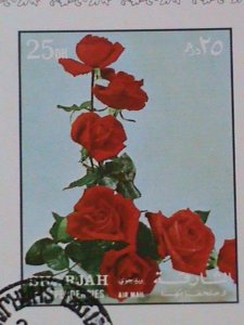 SHARJAH-STAMP:- 1972- LOVELY FLOWER- CTO AIR MAIL IMPERF:S/S SHEET NOT HING