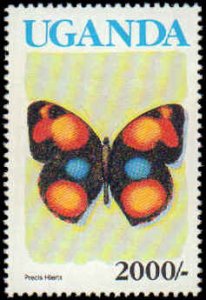 Uganda #839, Incomplete Set, 1990-1992, Butterflies, Never Hinged