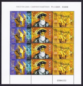 Macao Macau Vasco da Gama 1498 Sheetlet of 4 strips 1998 MNH SC#943-946