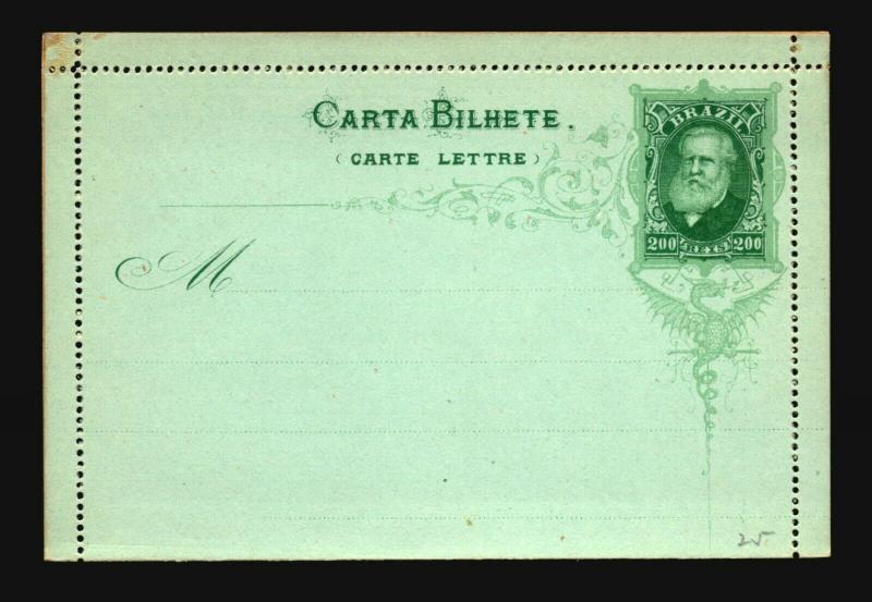 Brazil 200R Late 1800s Letter Card Unused / Sealed - Z15315