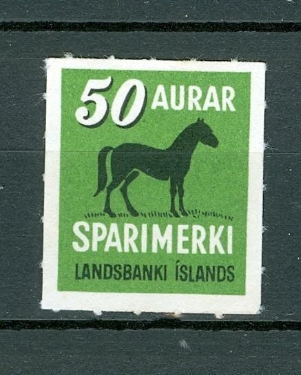 Iceland. Poster, Saving Stamp. 50 Aur. Horse. Landsbanki Iceland.