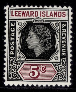 LEEWARD ISLANDS QEII SG131, 5c black and brown purple, NH MINT.