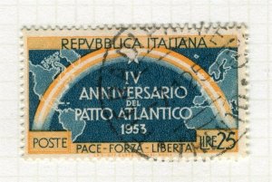 ITALY; 1953 early Atlantic Pact Pictorial issue fine used 25L. value